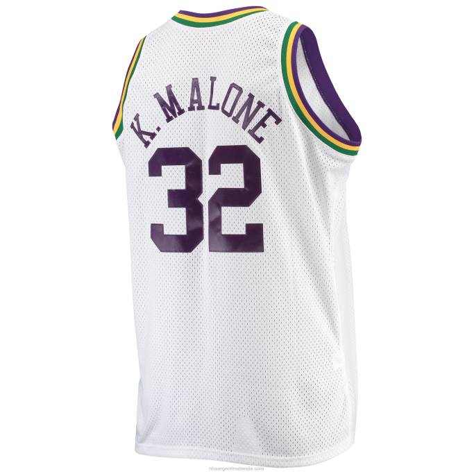 NBA 0F6D4462 utah jazz karl malone mitchell & ness blanco grande y alto clásico de madera dura swingman jersey