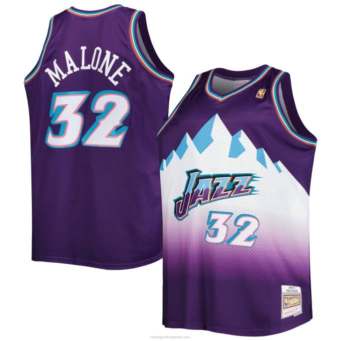 NBA 0F6D4676 utah jazz karl malone mitchell & ness púrpura grande y alto clásico de madera dura swingman jersey
