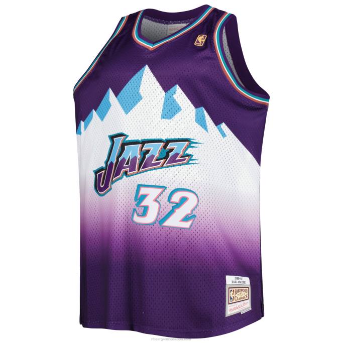NBA 0F6D4676 utah jazz karl malone mitchell & ness púrpura grande y alto clásico de madera dura swingman jersey