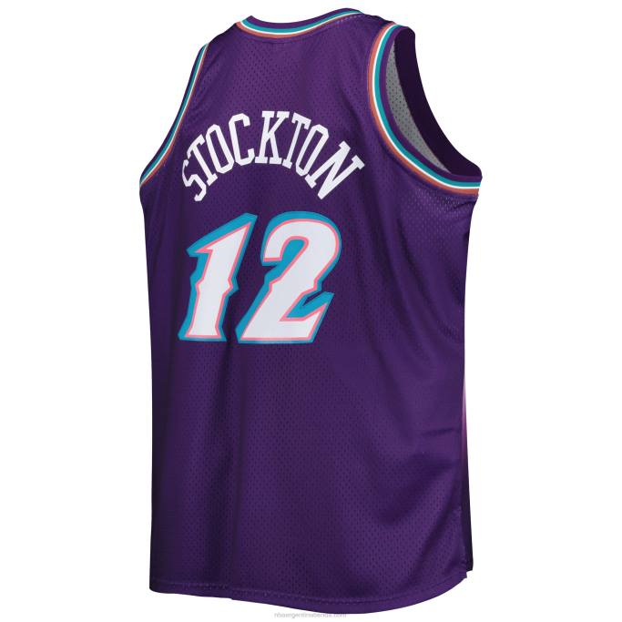 NBA 0F6D5280 utah jazz john stockton mitchell & ness púrpura grande y alto clásico de madera dura swingman jersey