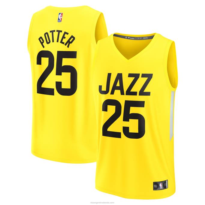 NBA 0F6D5551 utah jazz micah potter camiseta amarilla de jugador de descanso rápido