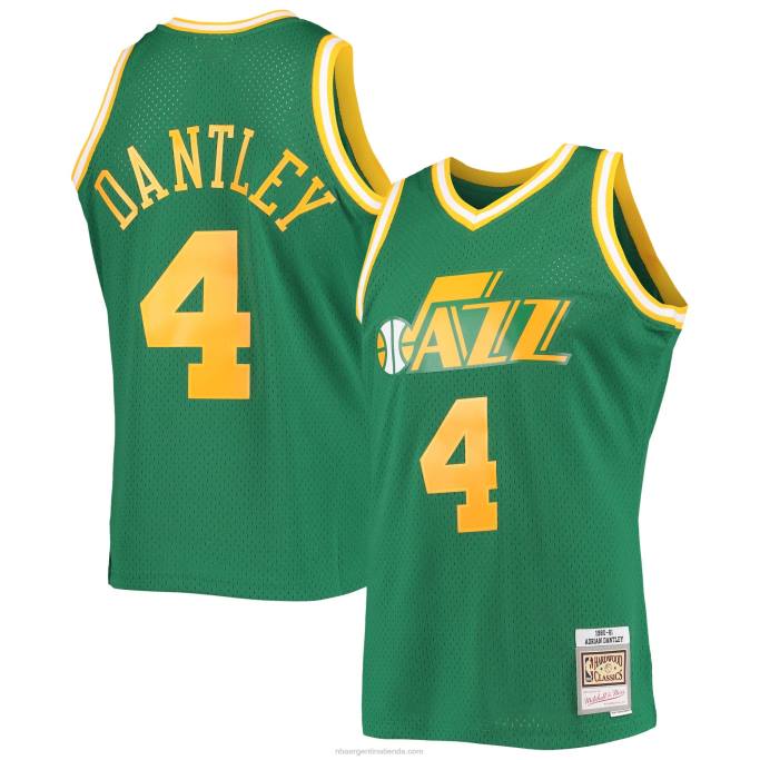 NBA 0F6D6346 utah jazz adrian dantley mitchell & ness verde 1980-81 hardwood classics swingman jersey