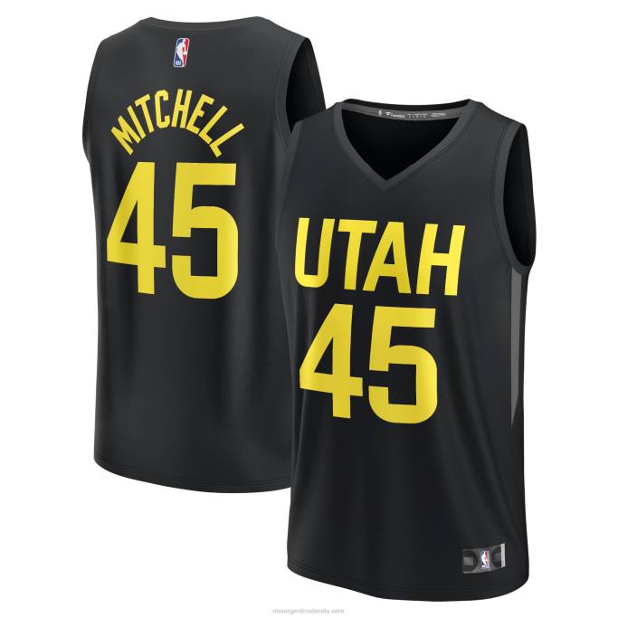 NBA 0F6D7882 camiseta réplica de jugador de utah jazz donovan mitchell negra fast break