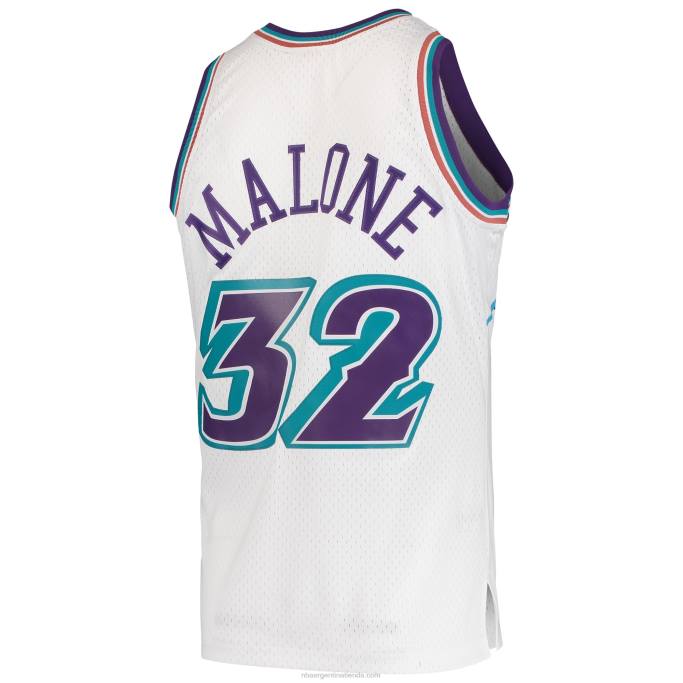 NBA 0F6D899 utah jazz karl malone mitchell & ness white hardwood classics swingman jersey