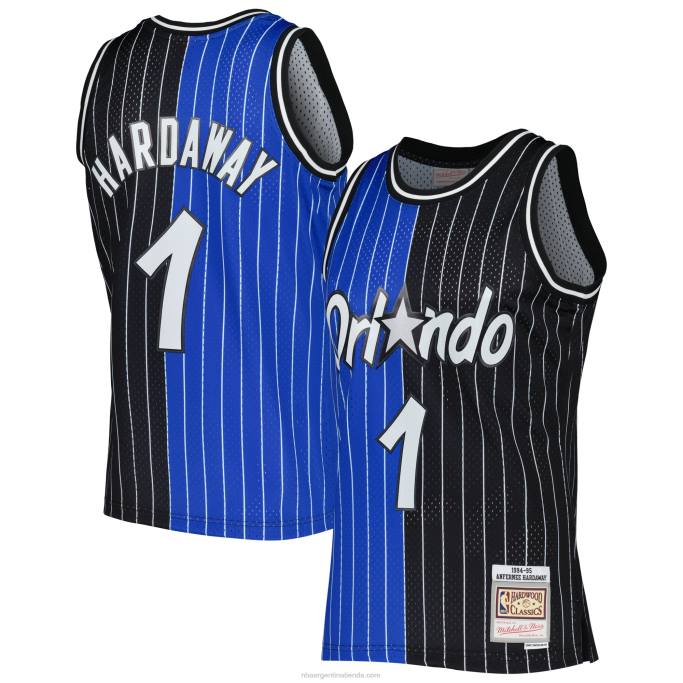 NBA 0F6D1832 Camiseta orlando magic penny hardaway mitchell & ness azul/negro hardwood classics split swingman