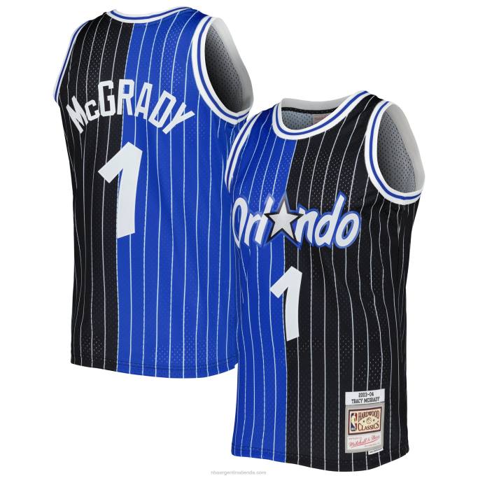 NBA 0F6D2534 Camiseta orlando magic tracy mcgrady azul/negro hardwood classics split swingman