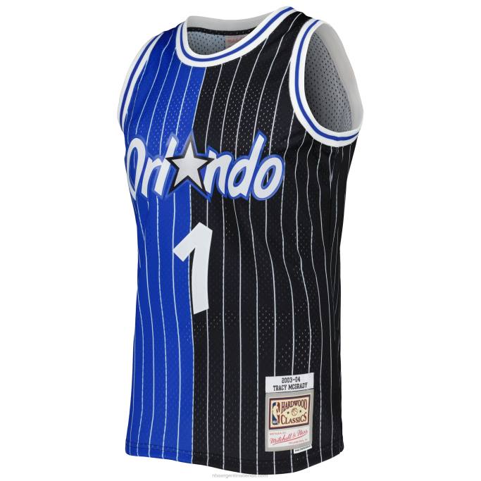 NBA 0F6D2534 Camiseta orlando magic tracy mcgrady azul/negro hardwood classics split swingman