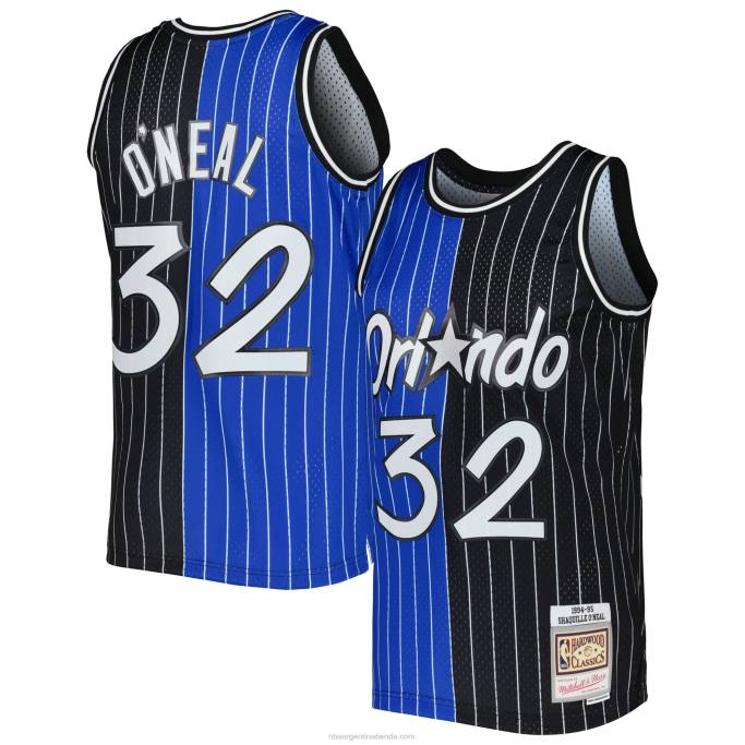 NBA 0F6D298 orlando magic shaquille o'neal mitchell & ness azul/negro hardwood classics split swingman jersey