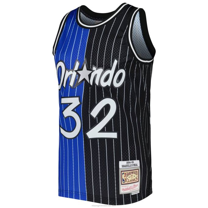 NBA 0F6D298 orlando magic shaquille o'neal mitchell & ness azul/negro hardwood classics split swingman jersey
