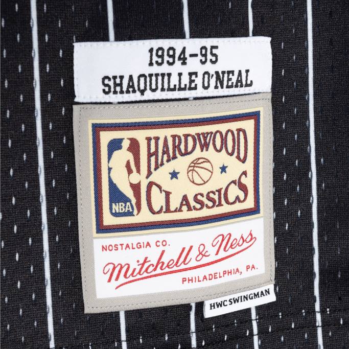 NBA 0F6D298 orlando magic shaquille o'neal mitchell & ness azul/negro hardwood classics split swingman jersey