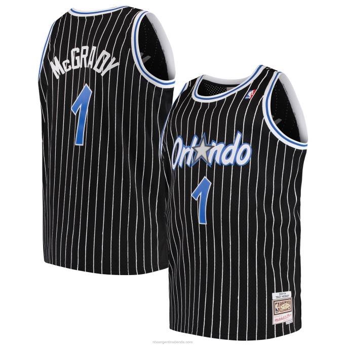 NBA 0F6D3457 orlando magic tracy mcgrady mitchell & ness negro grande y alto clásico de madera dura swingman jersey