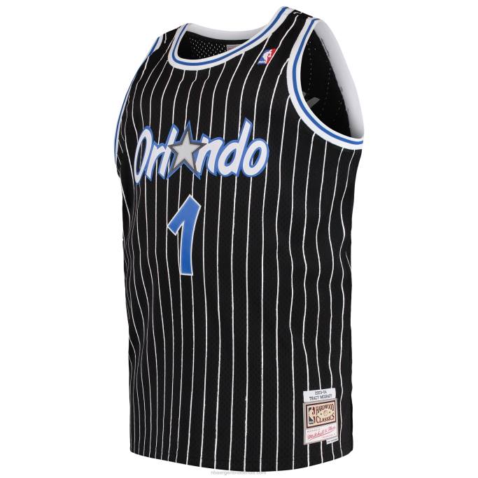 NBA 0F6D3457 orlando magic tracy mcgrady mitchell & ness negro grande y alto clásico de madera dura swingman jersey