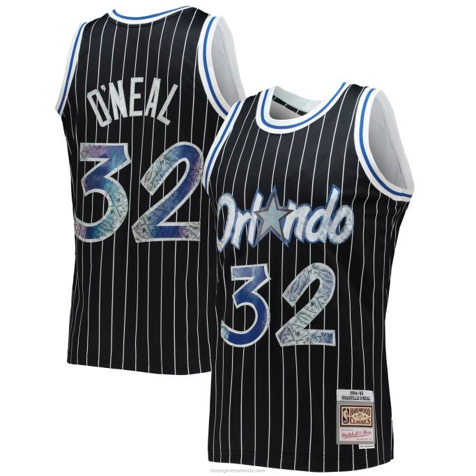 NBA 0F6D5025 orlando magic shaquille o'neal black hardwood classics 75th aniversario diamante swingman jersey