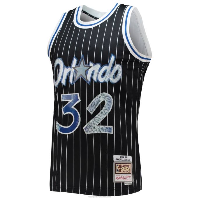 NBA 0F6D5025 orlando magic shaquille o'neal black hardwood classics 75th aniversario diamante swingman jersey