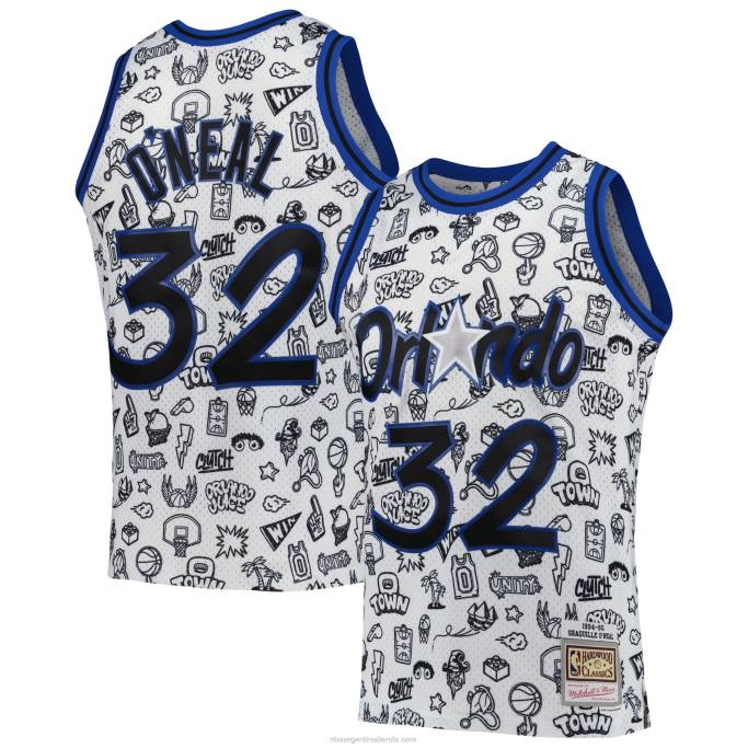 NBA 0F6D5823 orlando magia shaquille o'neal mitchell ness blancas madera dura clásicos garabatos alero jugador