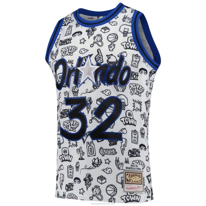 NBA 0F6D5823 orlando magia shaquille o'neal mitchell ness blancas madera dura clásicos garabatos alero jugador