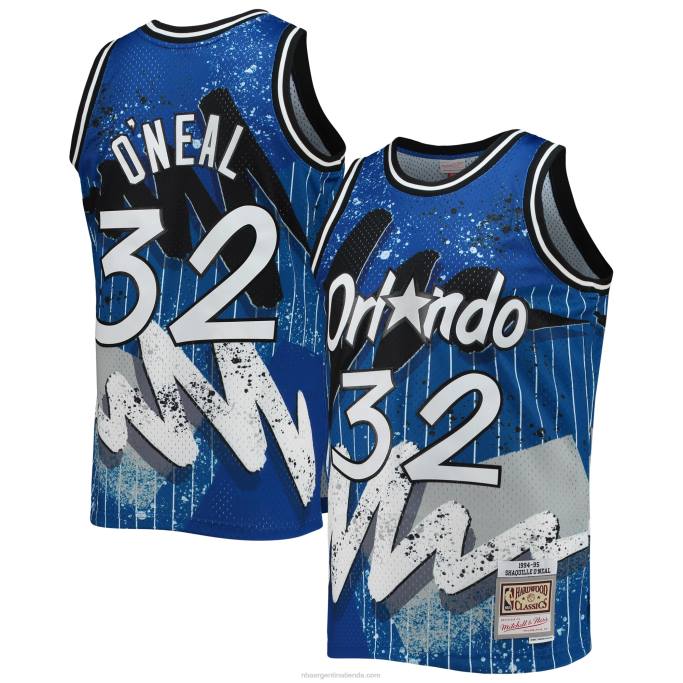 NBA 0F6D6249 orlando magic shaquille o'neal mitchell & ness blue hardwood classics hyper hoops swingman jersey