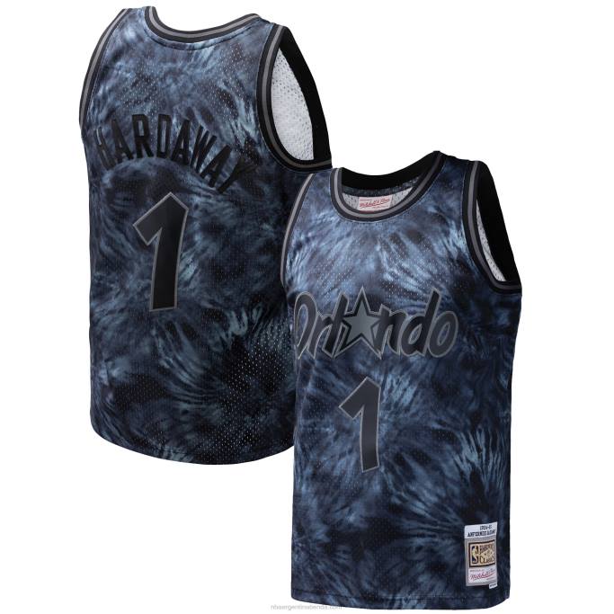 NBA 0F6D7324 orlando magic penny hardaway mitchell & ness black hardwood classics 1984-85 camiseta tie-dye swingman