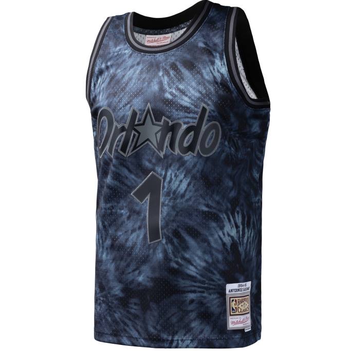 NBA 0F6D7324 orlando magic penny hardaway mitchell & ness black hardwood classics 1984-85 camiseta tie-dye swingman