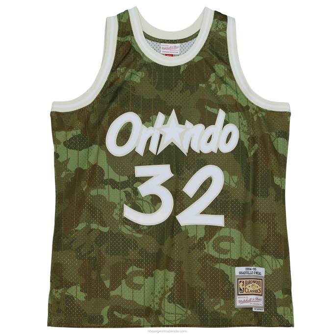 NBA 0F6D7997 orlando magic shaquille o'neal mitchell & ness camo hardwood classics ghost green swingman jersey