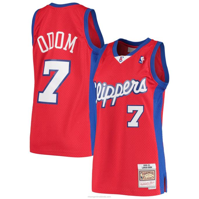 NBA 0F6D2148 la clippers lamar odom mitchell & ness rojo hardwood classics swingman jersey