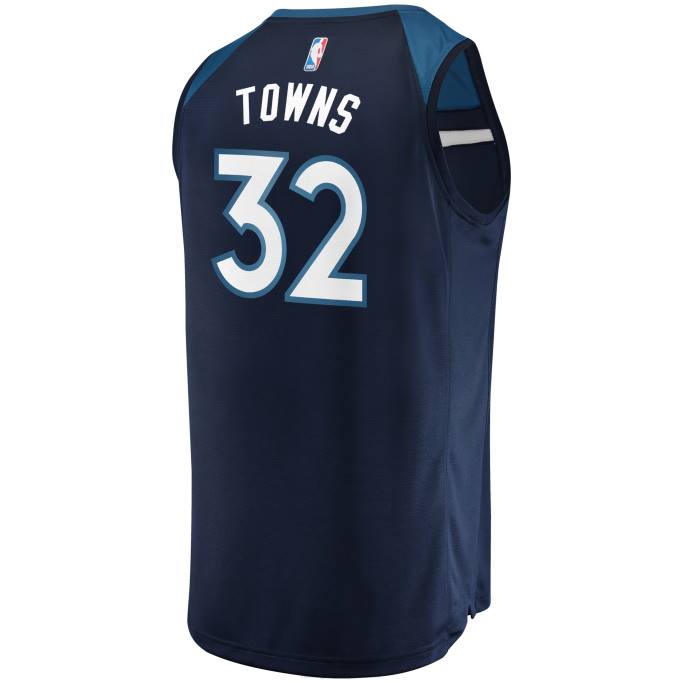 NBA 0F6D1585 minnesota timberwolves karl-anthony towns azul marino fast break réplica jugador jersey