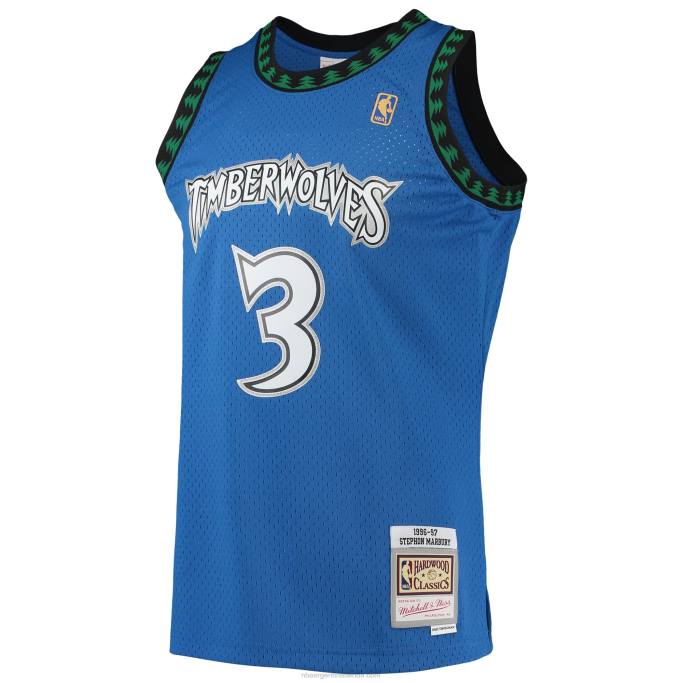 NBA 0F6D2206 minnesota timberwolves stephon marbury mitchell & ness blue hardwood classics swingman jersey