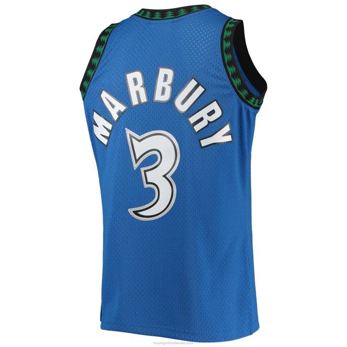 NBA 0F6D2206 minnesota timberwolves stephon marbury mitchell & ness blue hardwood classics swingman jersey