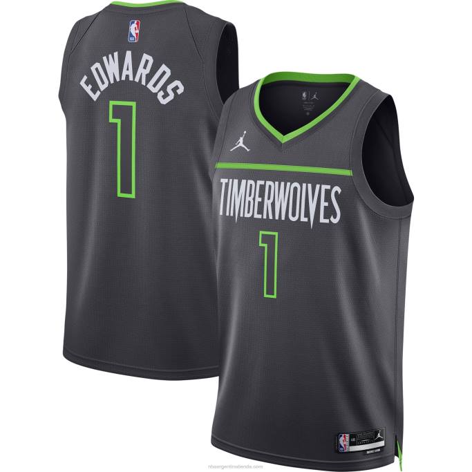 NBA 0F6D2723 minnesota timberwolves anthony edwards jordan marca carbón swingman jersey