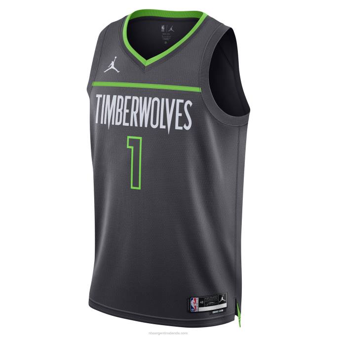 NBA 0F6D2723 minnesota timberwolves anthony edwards jordan marca carbón swingman jersey