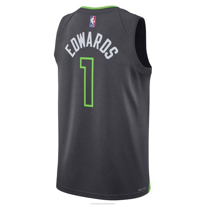NBA 0F6D2723 minnesota timberwolves anthony edwards jordan marca carbón swingman jersey
