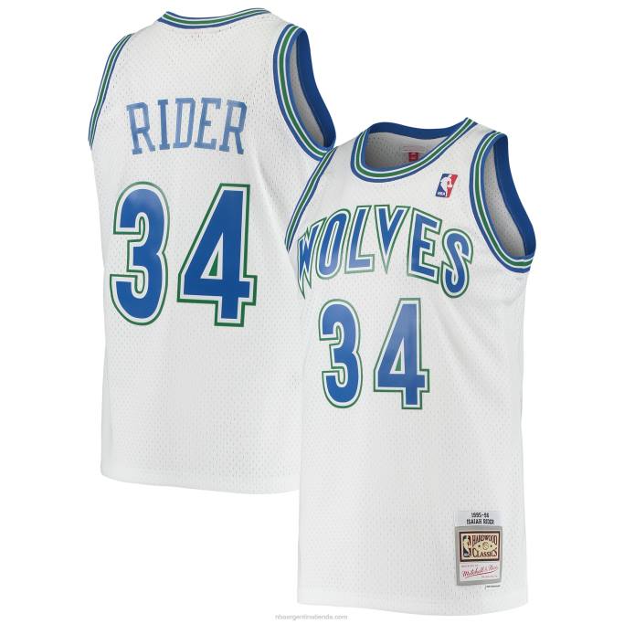 NBA 0F6D2999 minnesota timberwolves isaiah rider mitchell & ness white hardwood classics swingman jersey