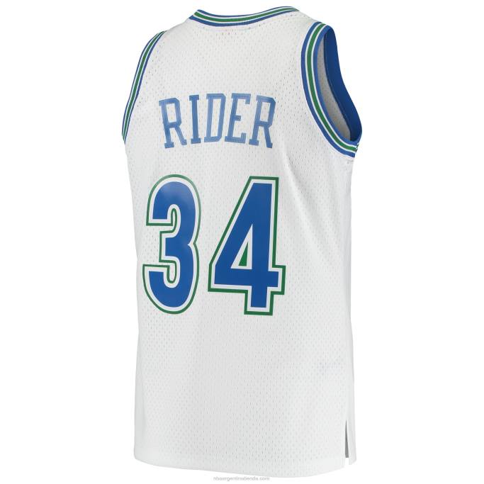 NBA 0F6D2999 minnesota timberwolves isaiah rider mitchell & ness white hardwood classics swingman jersey