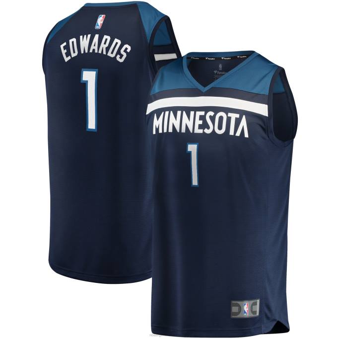 NBA 0F6D428 minnesota timberwolves anthony edwards azul marino fast break replica jersey