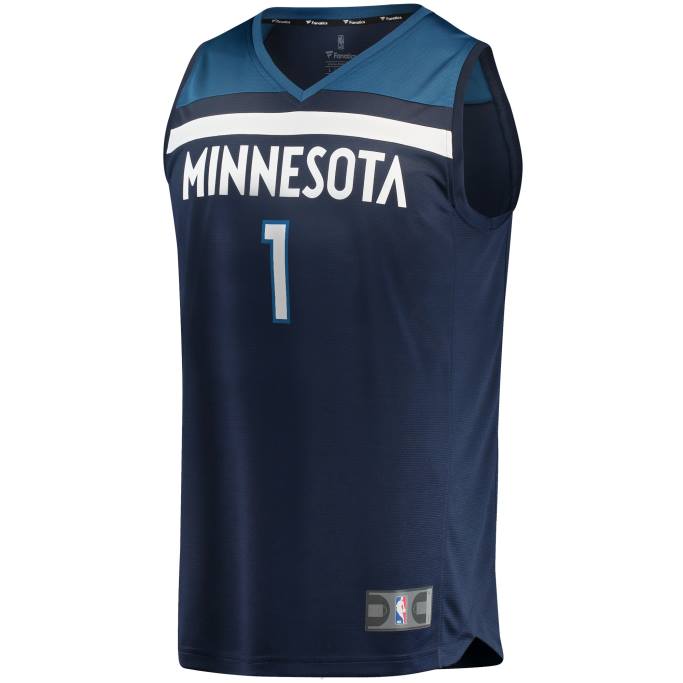 NBA 0F6D428 minnesota timberwolves anthony edwards azul marino fast break replica jersey