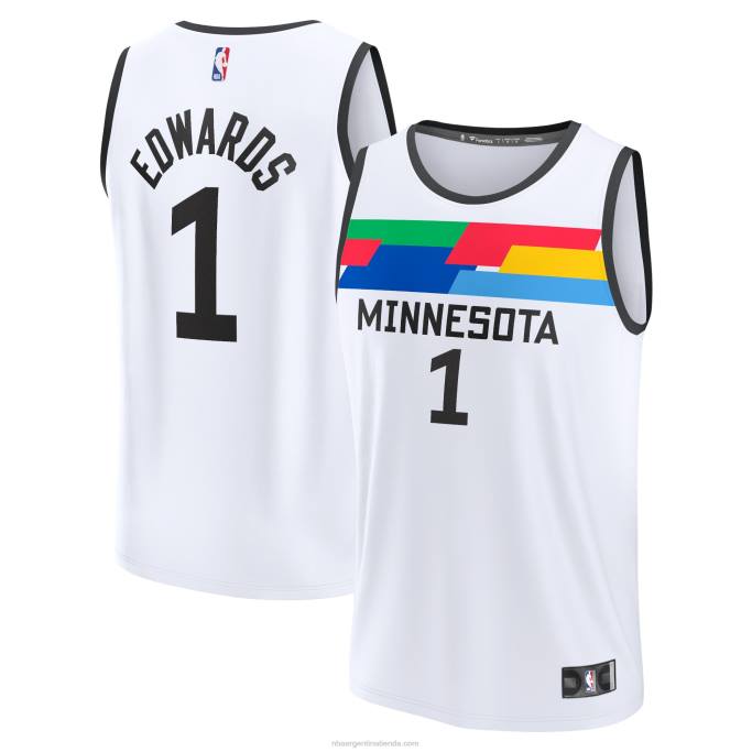 NBA 0F6D4330 Minnesota Timberwolves anthony edwards blanco fastbreak jersey
