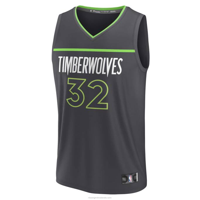 NBA 0F6D4477 minnesota timberwolves karl-anthony towns antracita réplica de camiseta de descanso rápido