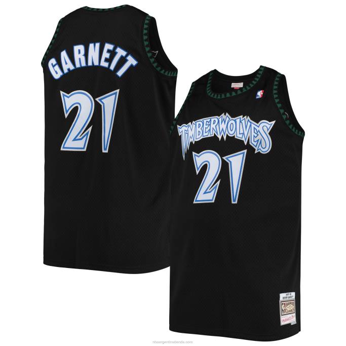 NBA 0F6D498 minnesota timberwolves kevin garnett mitchell & ness negro grande y alto clásico de madera dura jersey