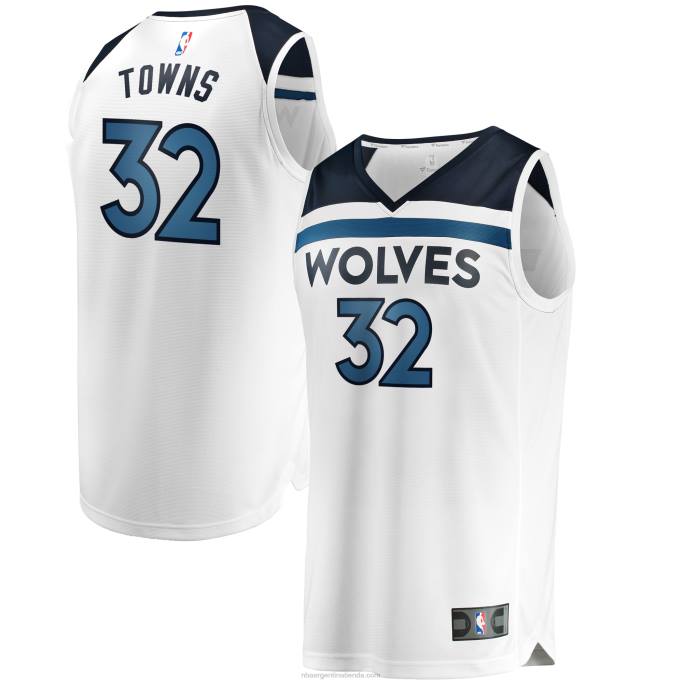 NBA 0F6D6488 minnesota timberwolves karl-anthony towns blanco fast break replica jersey