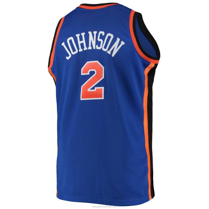 NBA 0F6D1096 larry johnson new york knicks mitchell & ness blue big & tall hardwood classics swingman jersey
