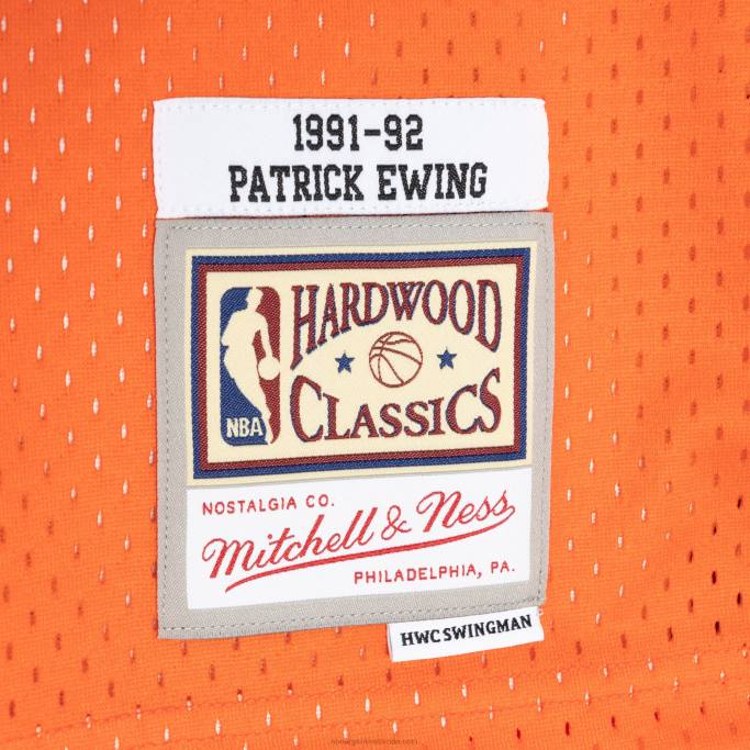 NBA 0F6D170 New York Knicks patrick ewing mitchell & ness azul/naranja hardwood classics split swingman jersey
