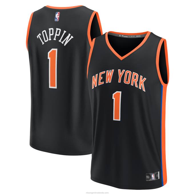 NBA 0F6D2141 camiseta new york knicks obi toppin negro fastbreak