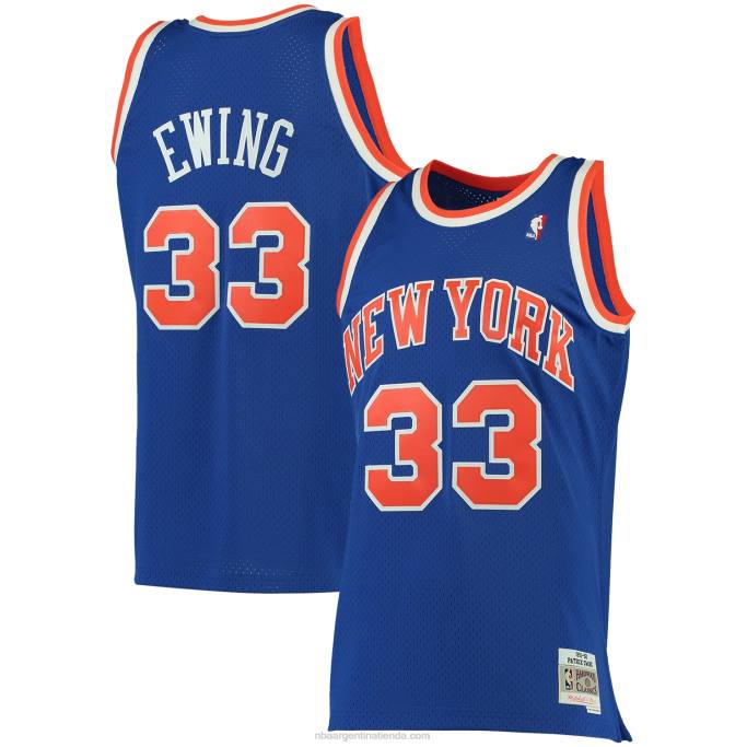NBA 0F6D240 patrick ewing de los knicks de nueva york mitchell & ness camiseta clásica azul grande y alta de madera dura