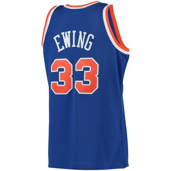 NBA 0F6D240 patrick ewing de los knicks de nueva york mitchell & ness camiseta clásica azul grande y alta de madera dura