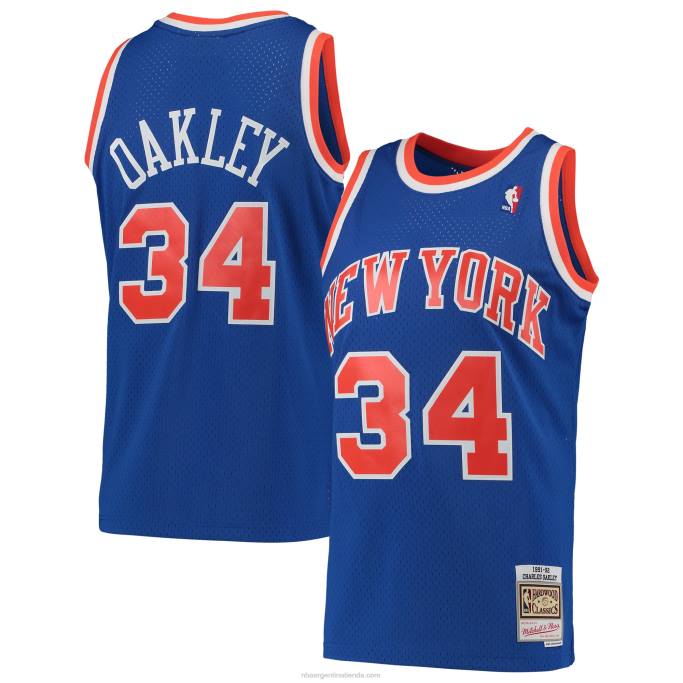 NBA 0F6D2814 New York Knicks charles oakley mitchell & ness blue hardwood classics swingman jersey