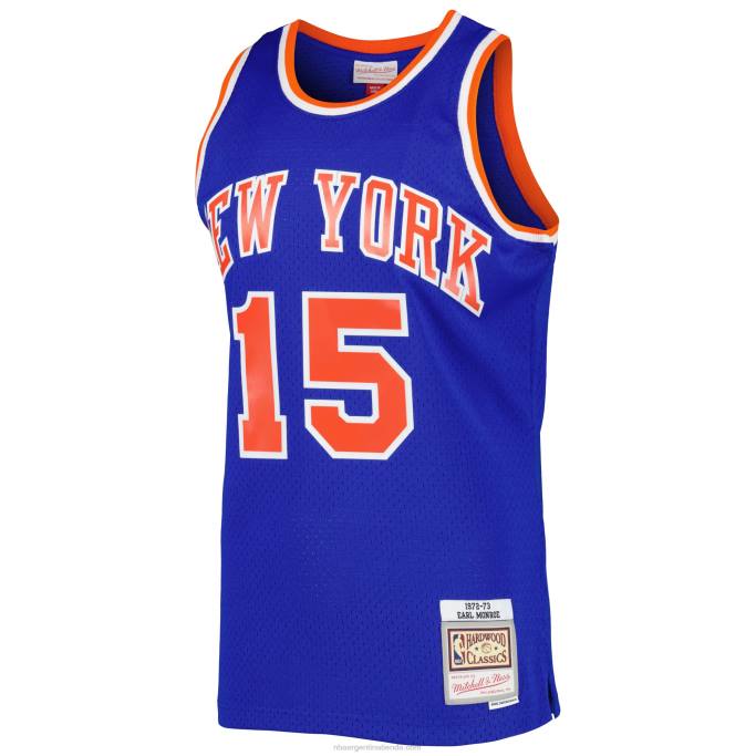 NBA 0F6D3325 camiseta de los new york knicks earl monroe mitchell & ness blue hardwood classics 197swingman