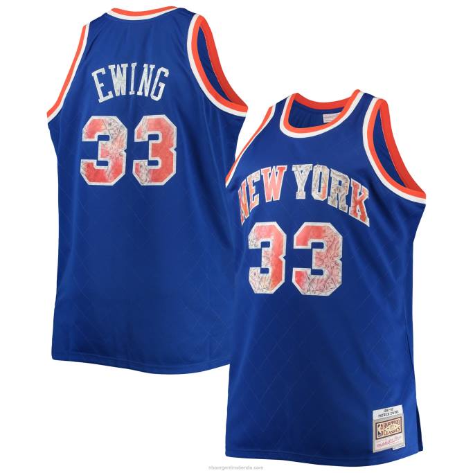 NBA 0F6D5113 patrick ewing nueva york knicks azul grande y alto 75 aniversario diamante swingman jersey