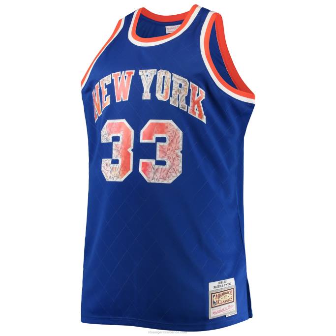 NBA 0F6D5113 patrick ewing nueva york knicks azul grande y alto 75 aniversario diamante swingman jersey