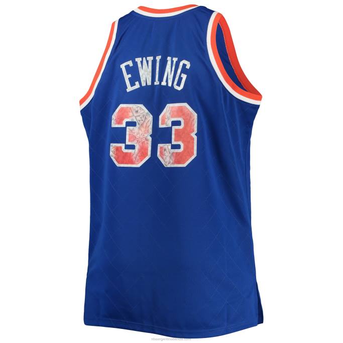 NBA 0F6D5113 patrick ewing nueva york knicks azul grande y alto 75 aniversario diamante swingman jersey
