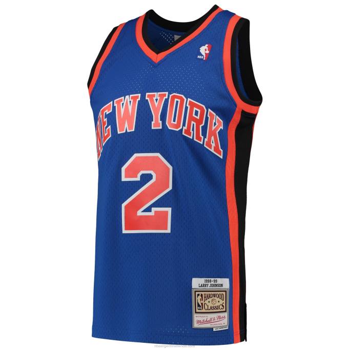 NBA 0F6D5515 new york knicks larry johnson mitchell & ness blue hardwood classics swingman jersey